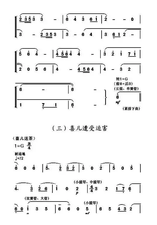 现代舞剧《白毛女》全剧主旋律乐谱之第二场 冲出虎狼窝