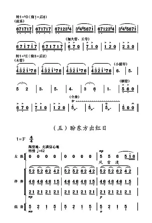 现代舞剧《白毛女》全剧主旋律乐谱之第四场 盼东方出红日