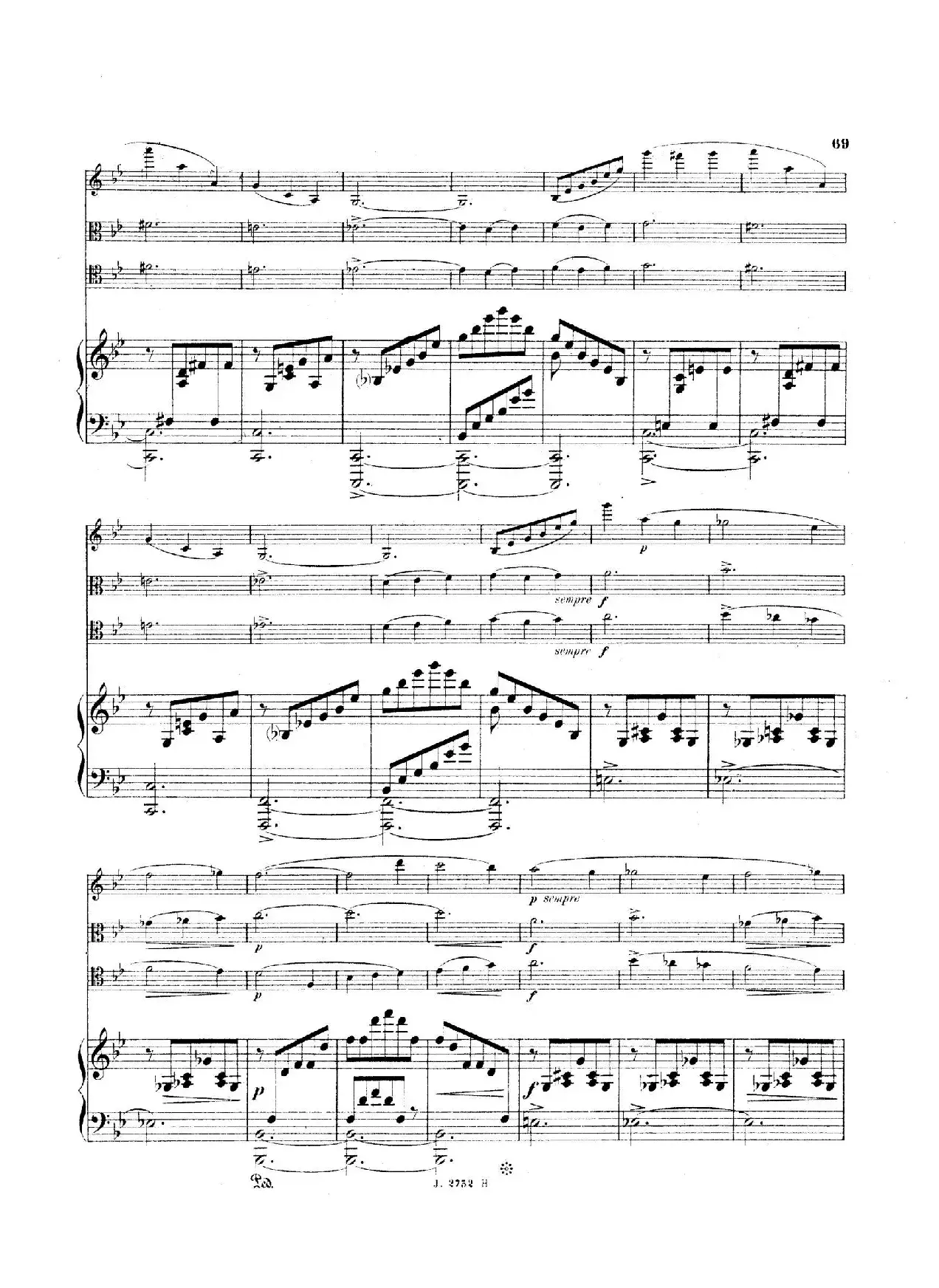 Piano Quartet No.2 in g Minor Op.45（g小调第二钢琴四重奏总谱）