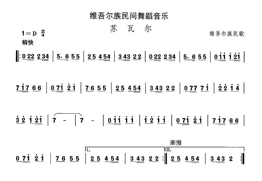 中国民族民间舞曲选（十)维吾尔族舞蹈：苏瓦）