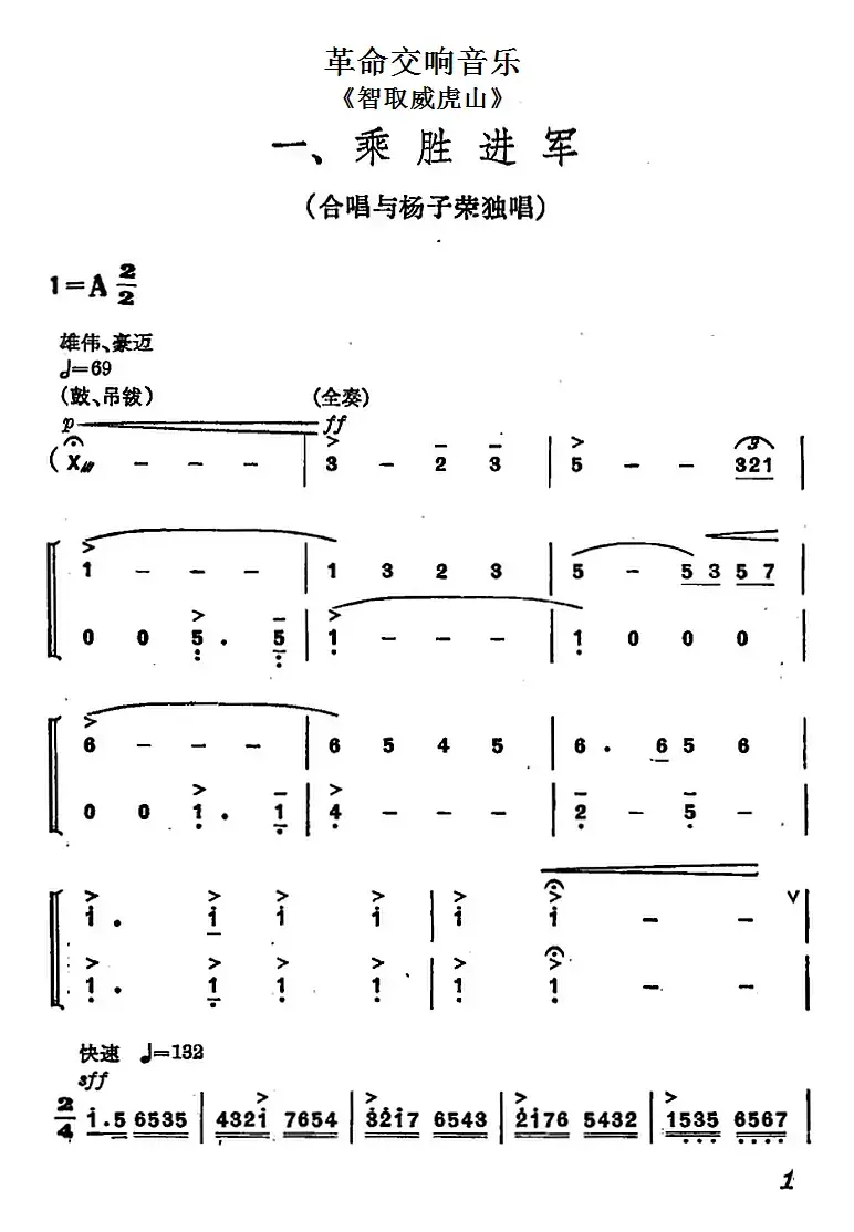 革命交响音乐《智取威虎山》：一、乘胜进军