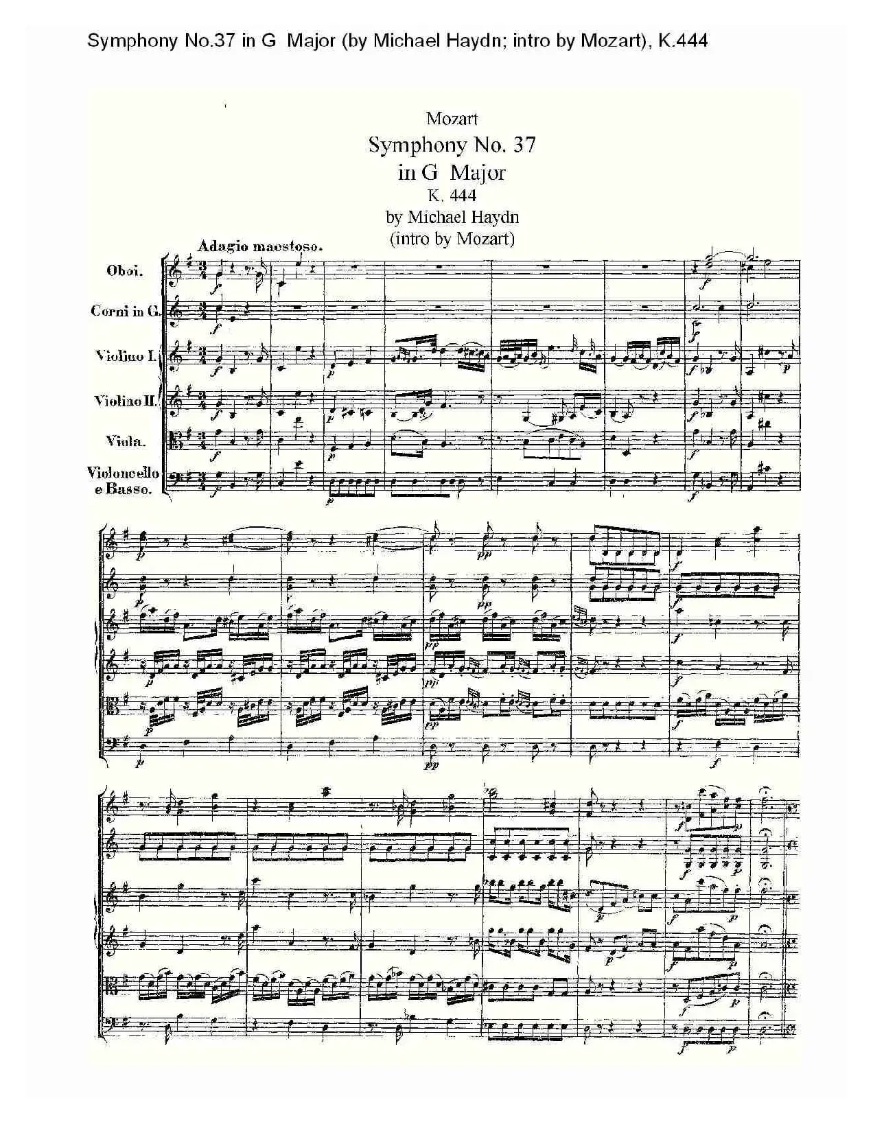 Symphony No.37 in G Major（G大调第三十七交响曲K.444）