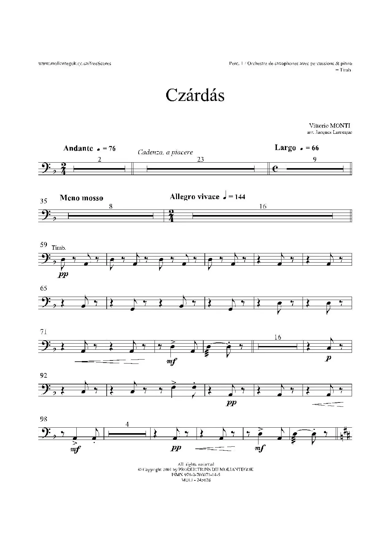 Czardas 查尔达斯（15重奏）（5副打击乐）