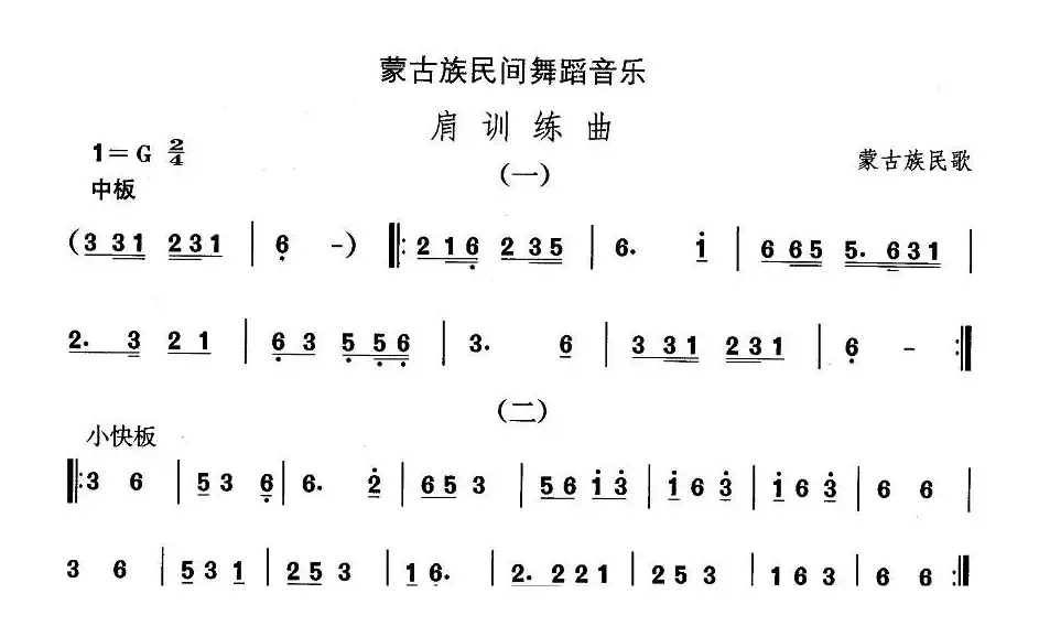 中国民族民间舞曲选（八)蒙古族舞蹈：肩训练）