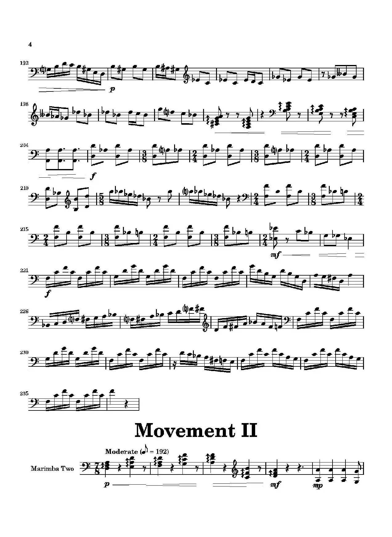 Movement（萨克斯四重奏与打击乐）（第二木琴分谱）