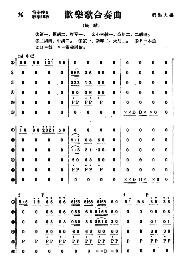 欢乐歌合奏曲（民乐合奏总谱）