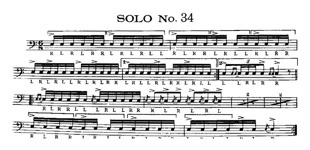 美国军鼓 SOLO No.31-35（爵士鼓谱）