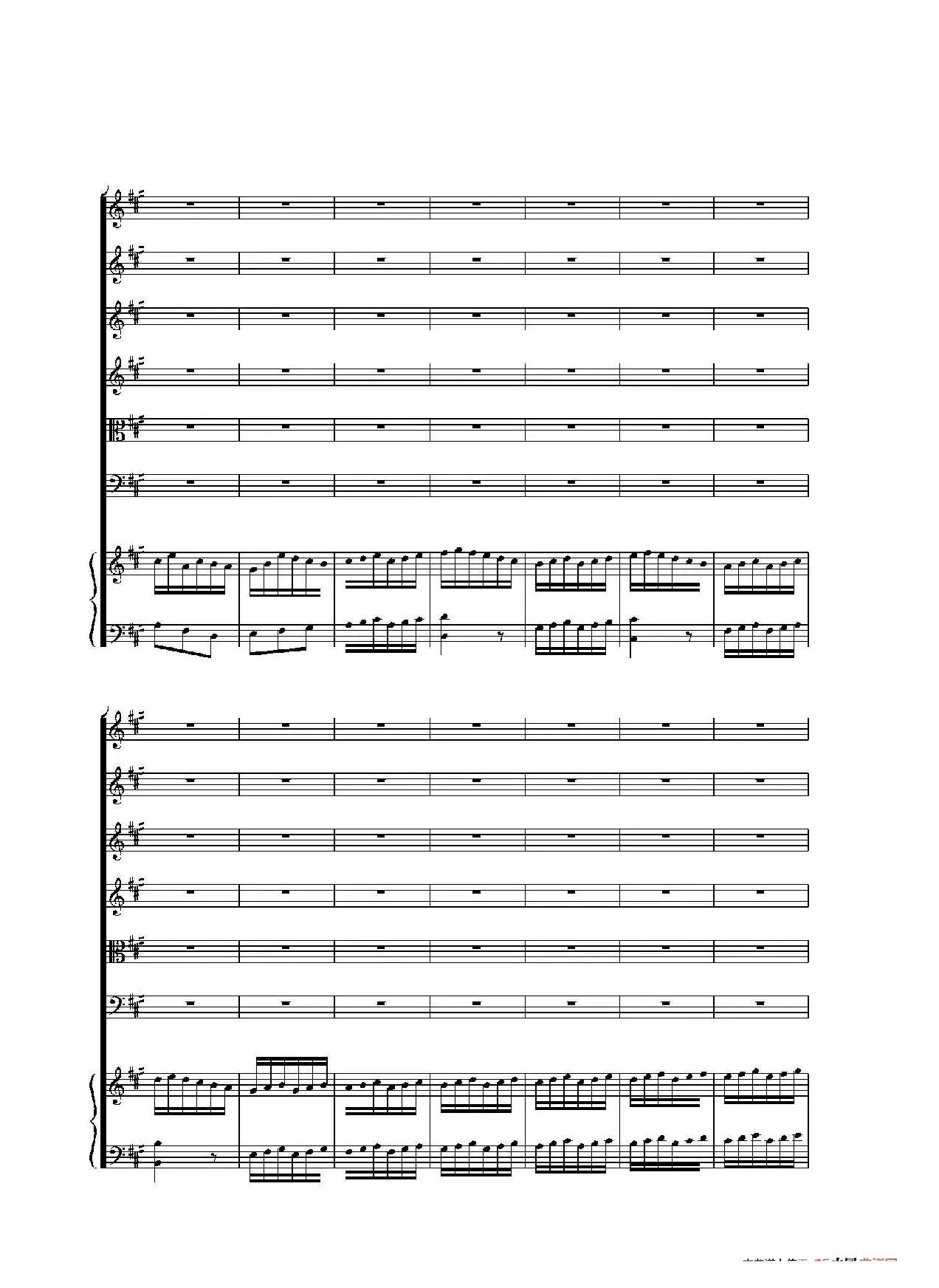 The Cembalo Soio fron the Overture in A Major（总谱）