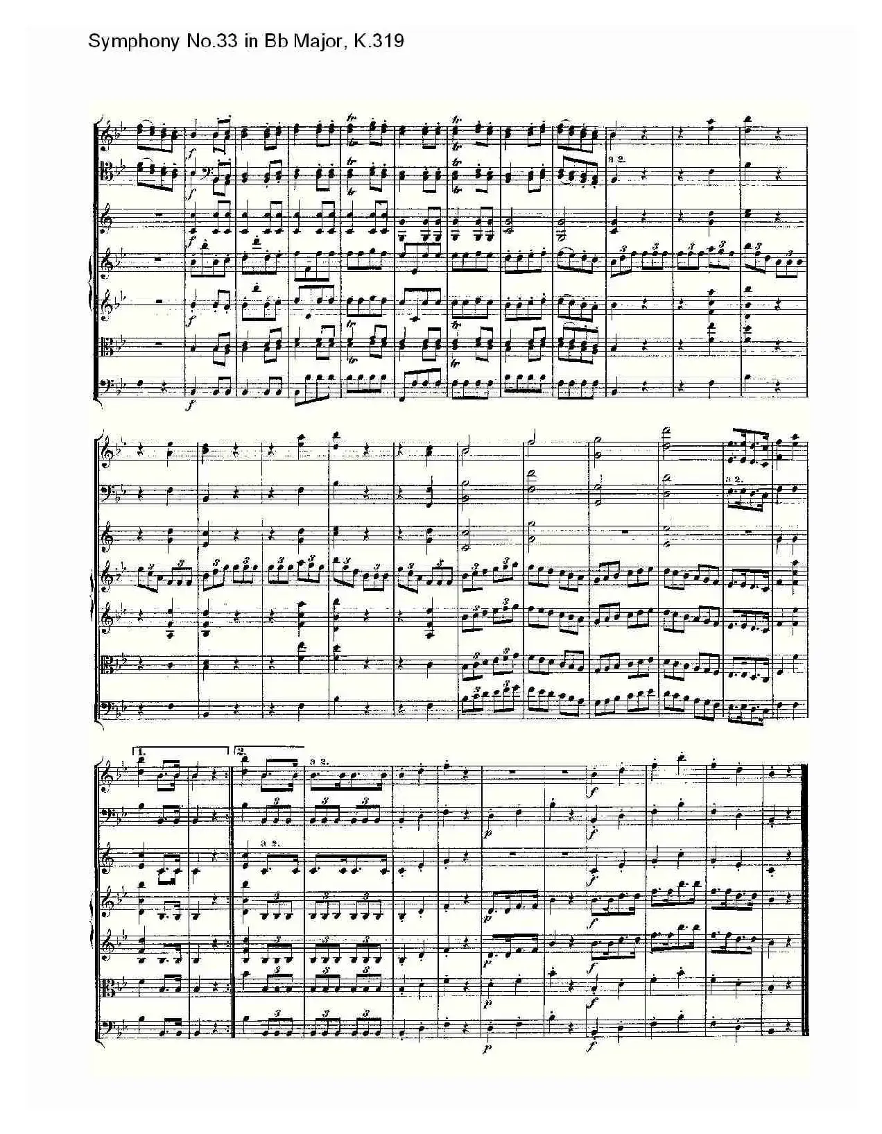 Symphony No.33 in Bb Major, K.319（Bb大调第三十三交响曲K.31）