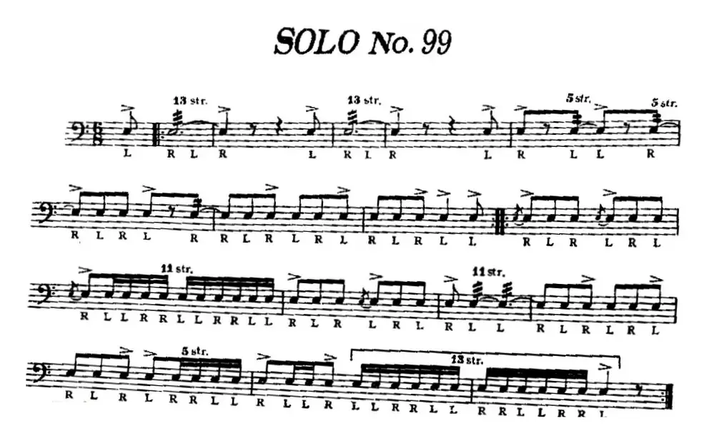 美国军鼓 SOLO No.96-100（爵士鼓谱）