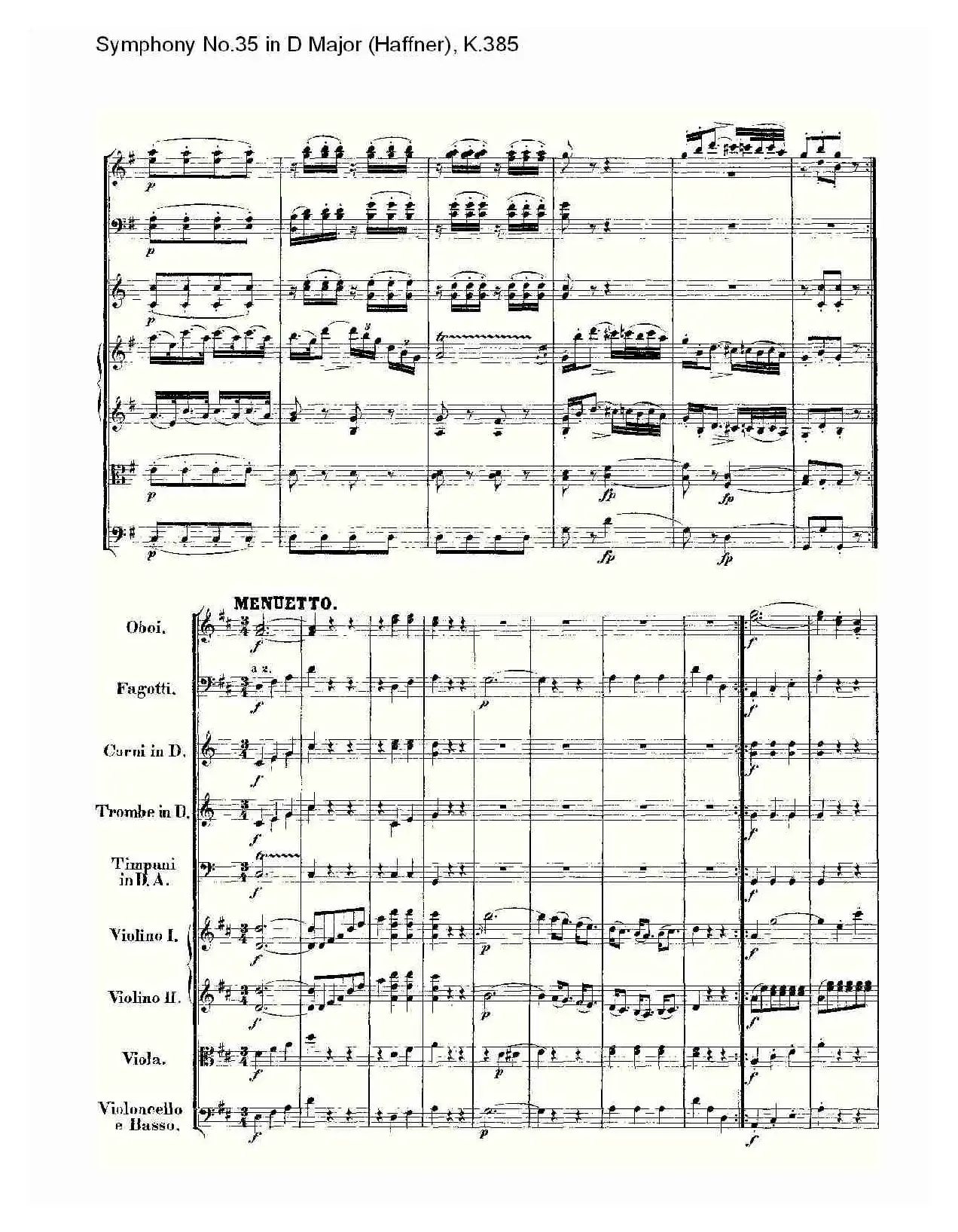 Symphony No.35 in D Major, K.385（D大调第三十五交响曲K.385）