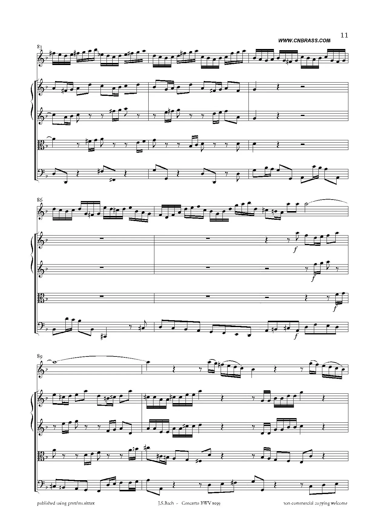 Concerto BWV 1059（双簧管与弦乐D小调协奏曲）