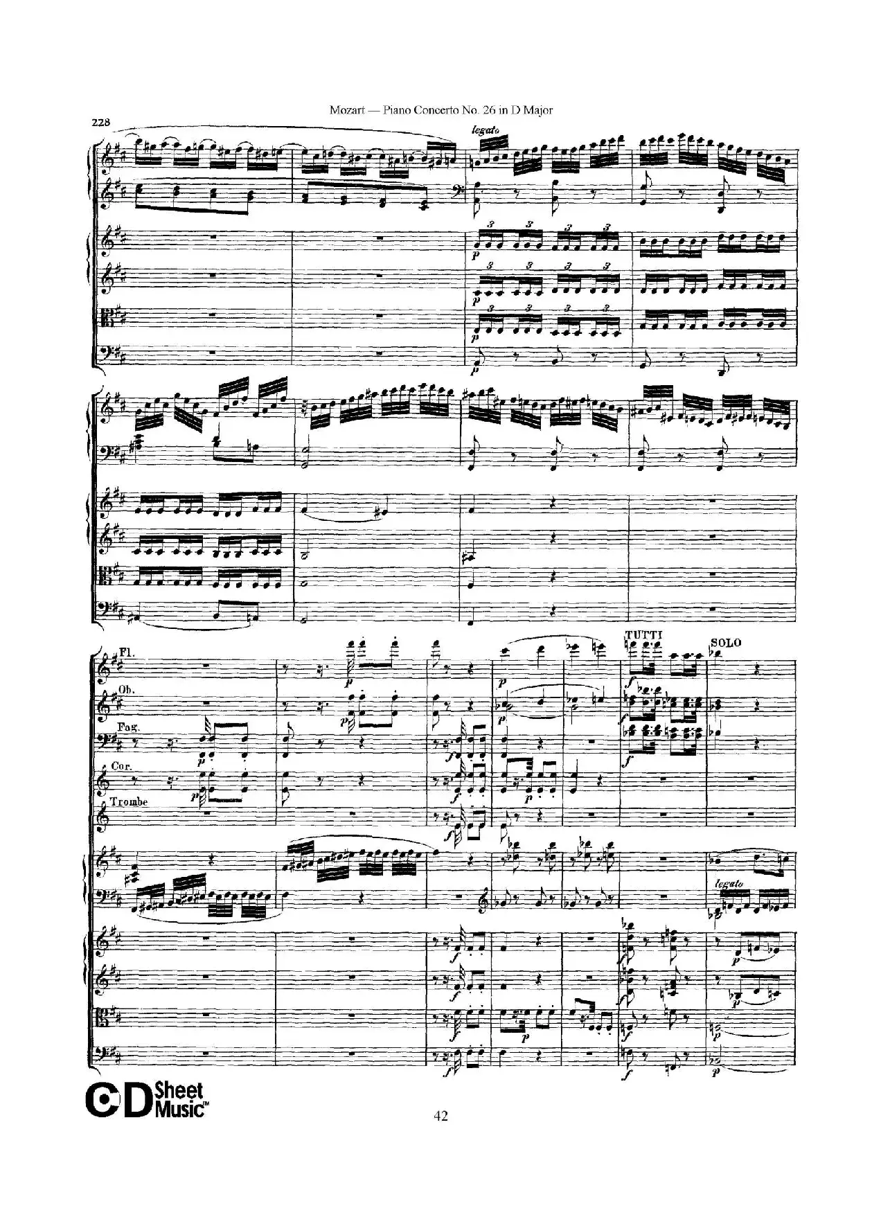 Piano Concerto No.26 in D Major  K.537（D大调第二十六钢琴协奏曲总谱）