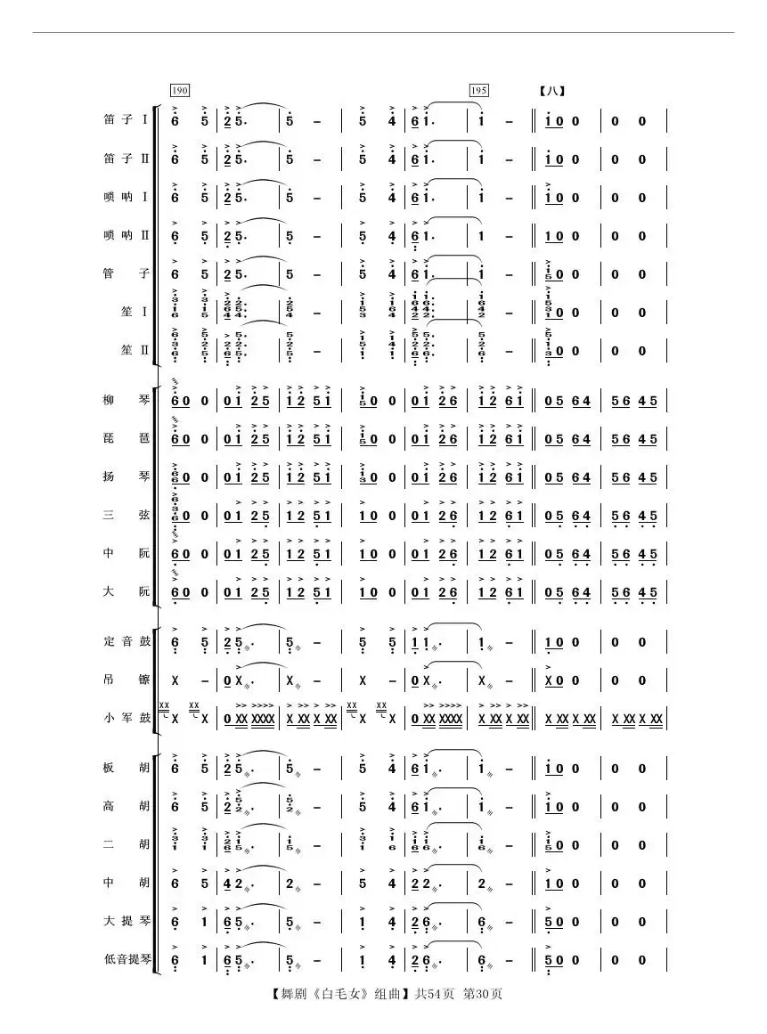 舞剧《白毛女》组曲（民族管弦乐合奏）