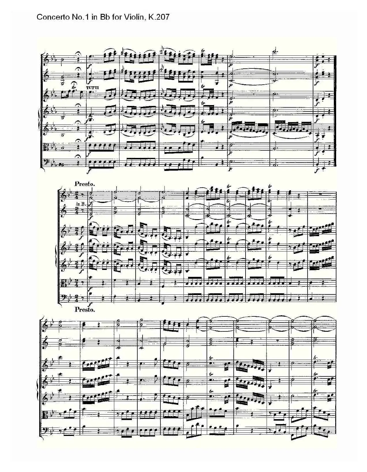 Concerto No.1 in Bb for Violin, K.207（Bb调小提琴第一协奏曲）