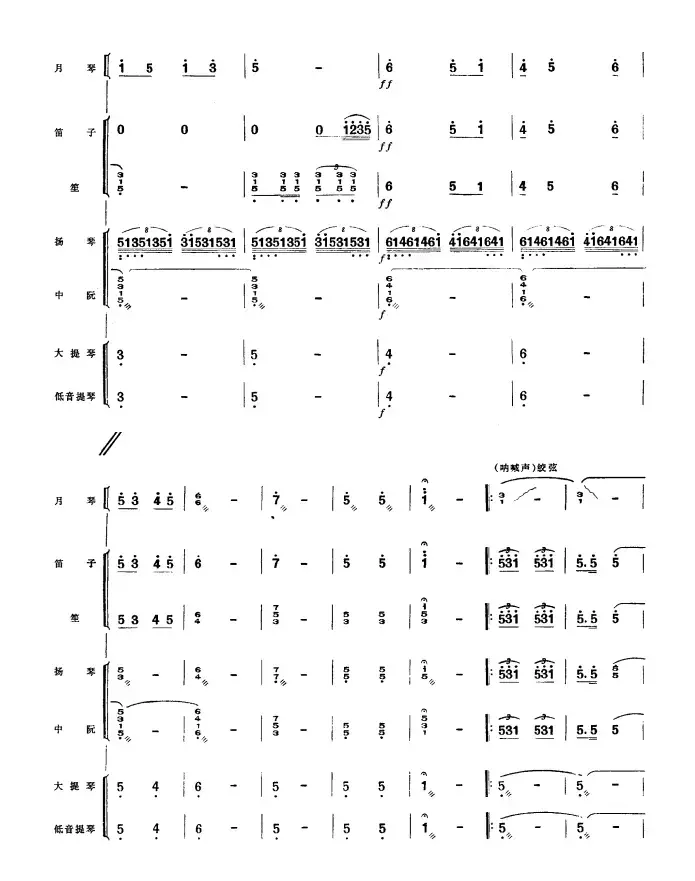 百万雄师过大江（月琴独奏民乐队伴奏总谱）