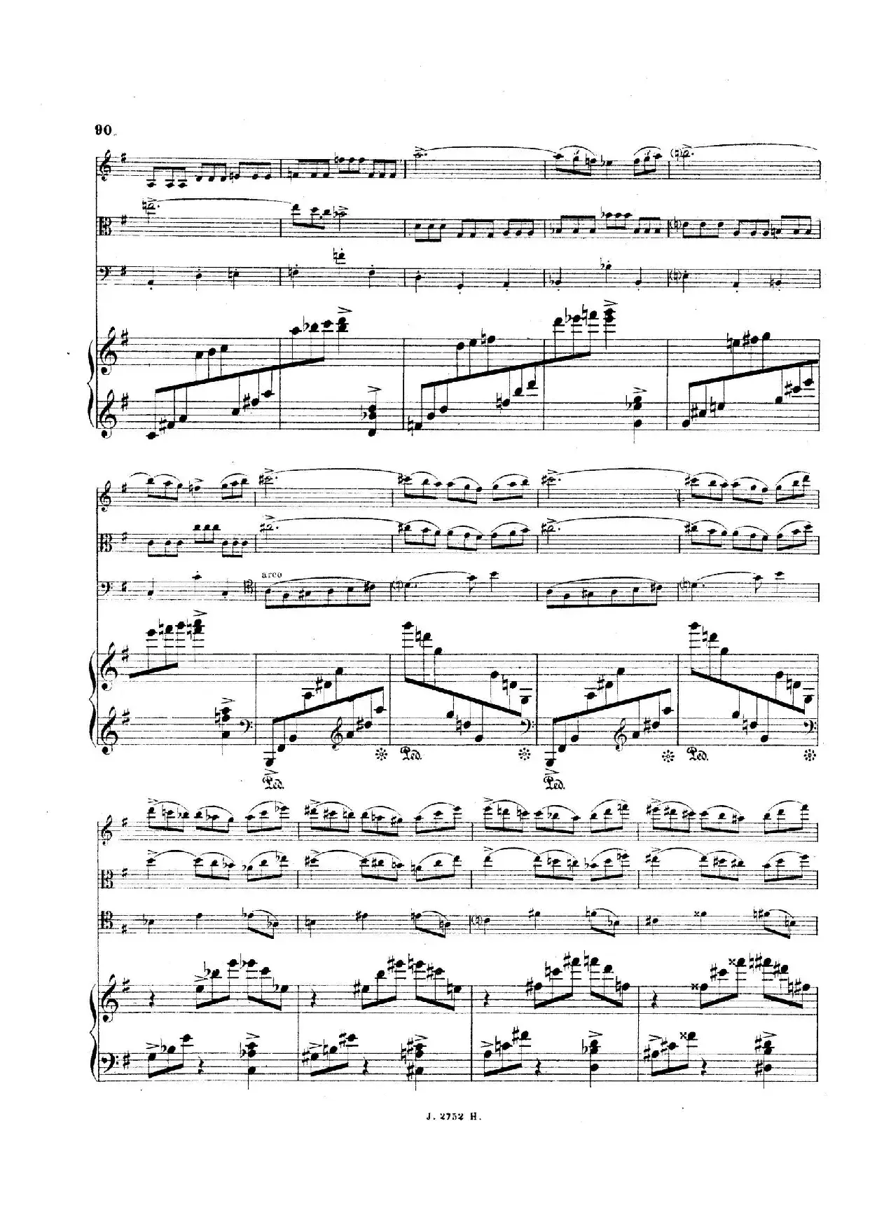 Piano Quartet No.2 in g Minor Op.45（g小调第二钢琴四重奏总谱）