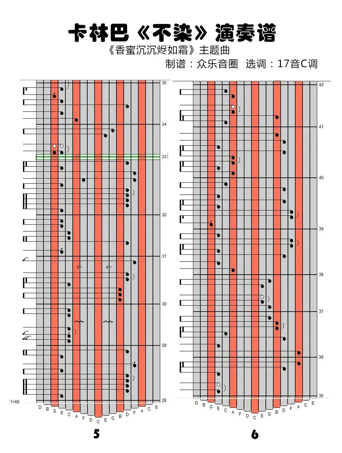 不染（拇指琴卡林巴琴演奏谱）