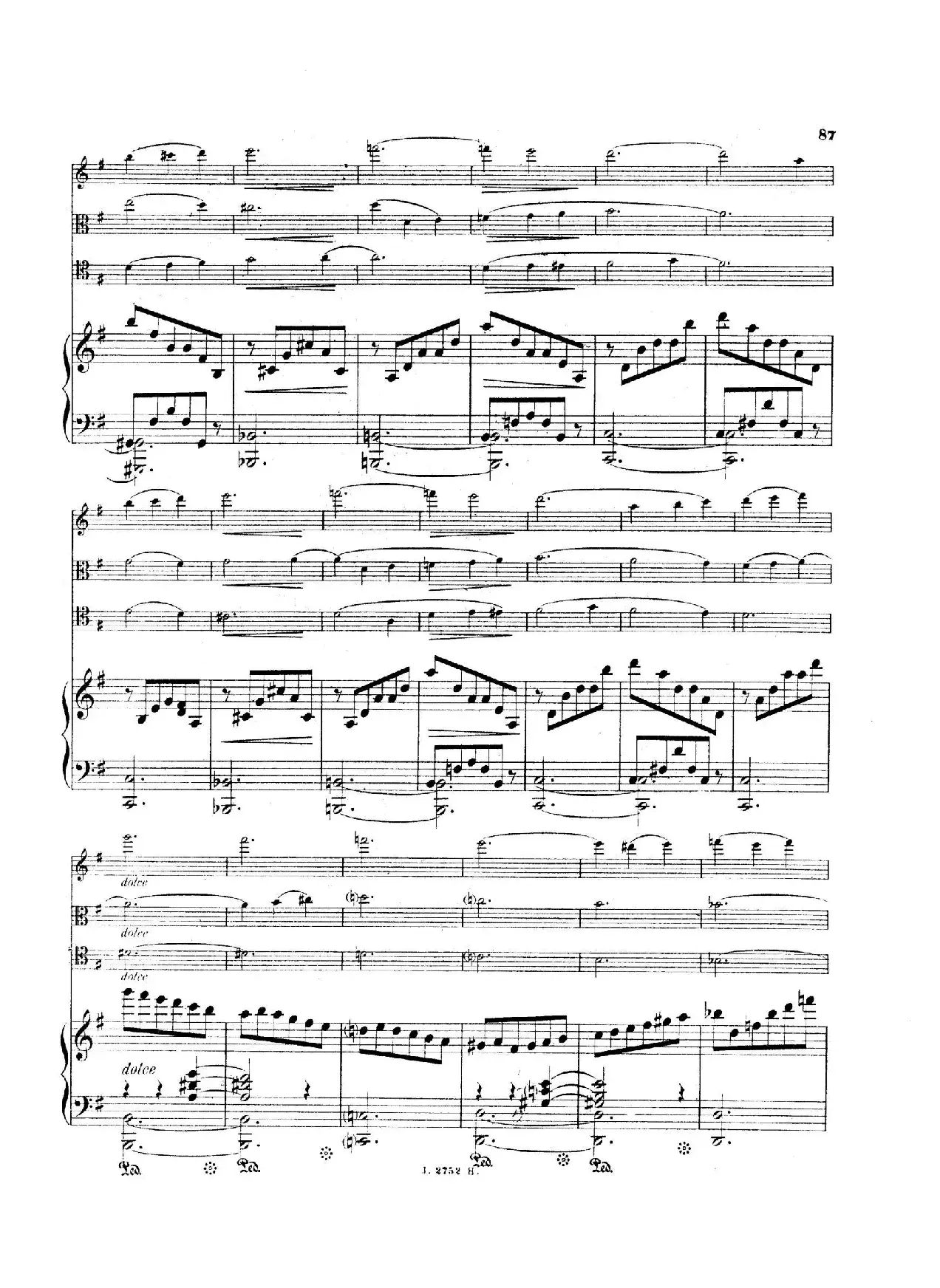 Piano Quartet No.2 in g Minor Op.45（g小调第二钢琴四重奏总谱）