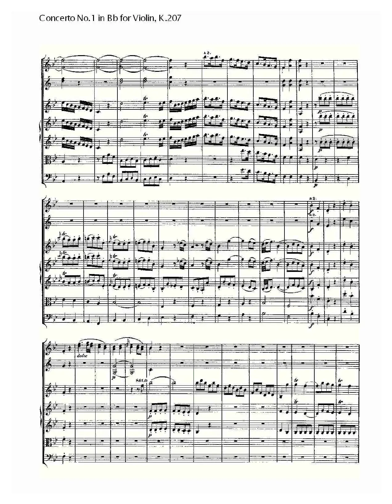 Concerto No.1 in Bb for Violin, K.207（Bb调小提琴第一协奏曲）