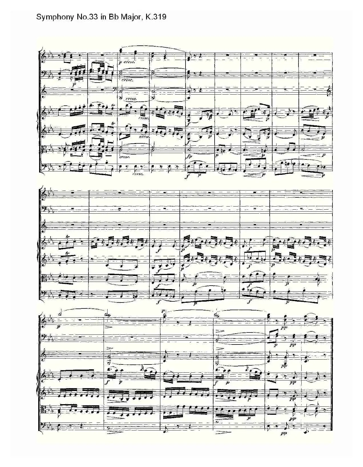 Symphony No.33 in Bb Major, K.319（Bb大调第三十三交响曲K.31）