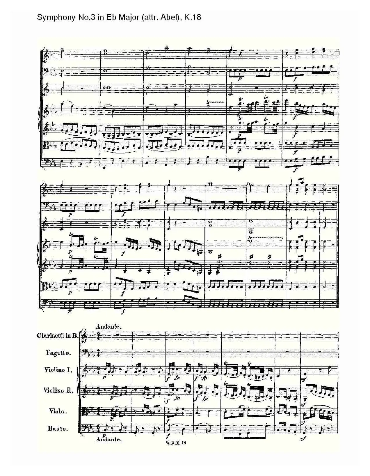 Symphony No.3 in Eb Major（attr. Abel)， K.1）