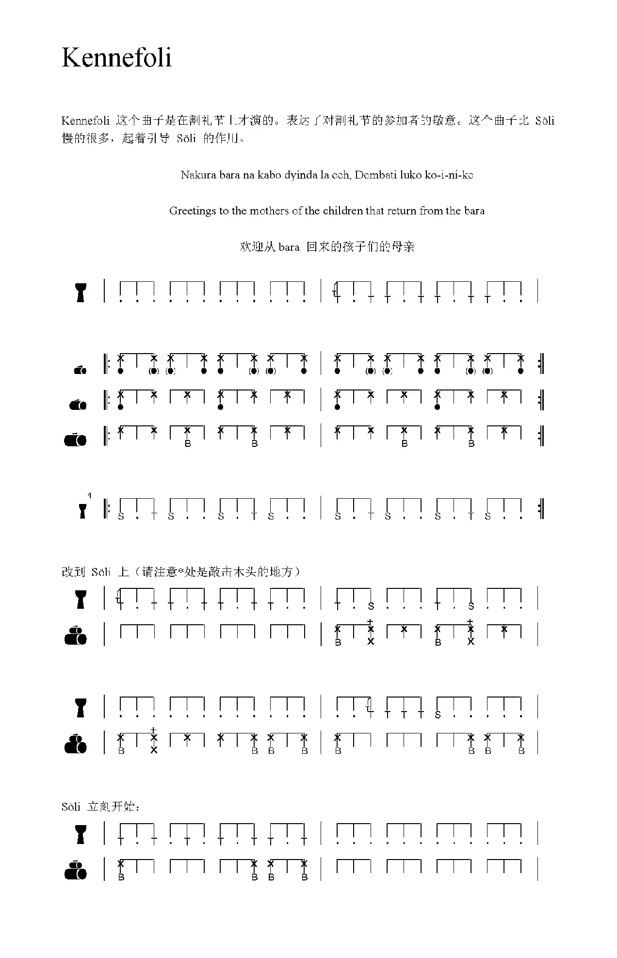 Kennefoli（非洲手鼓谱）