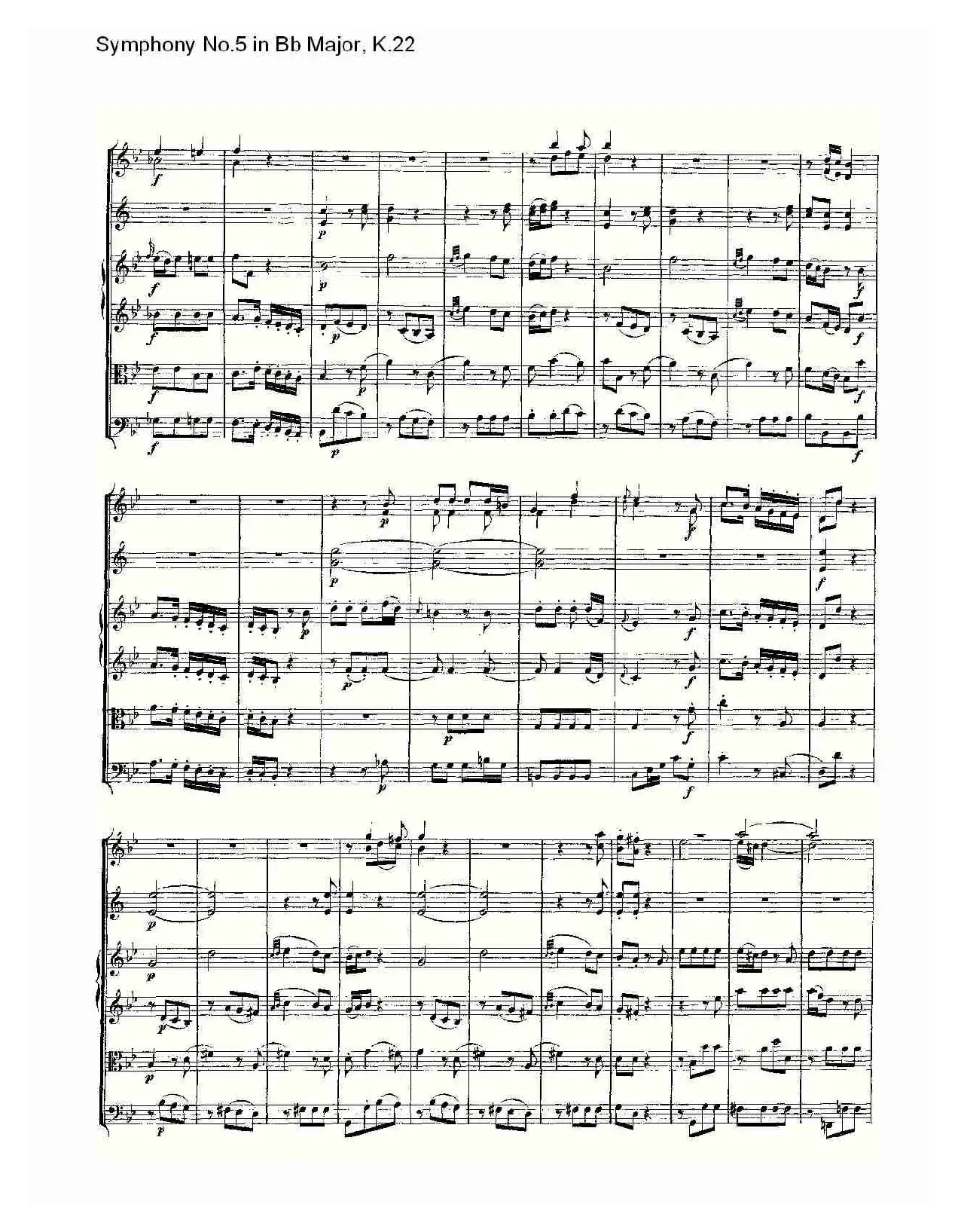 Symphony No.5 in Bb Major, K.22（Bb大调第五交响曲K.22）