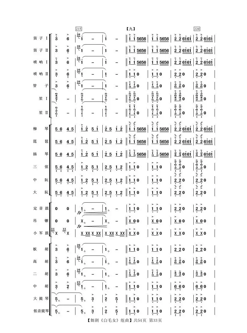 舞剧《白毛女》组曲（民族管弦乐合奏）