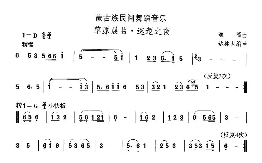 中国民族民间舞曲选（（八）蒙古族舞蹈：草原晨曲·巡逻之）