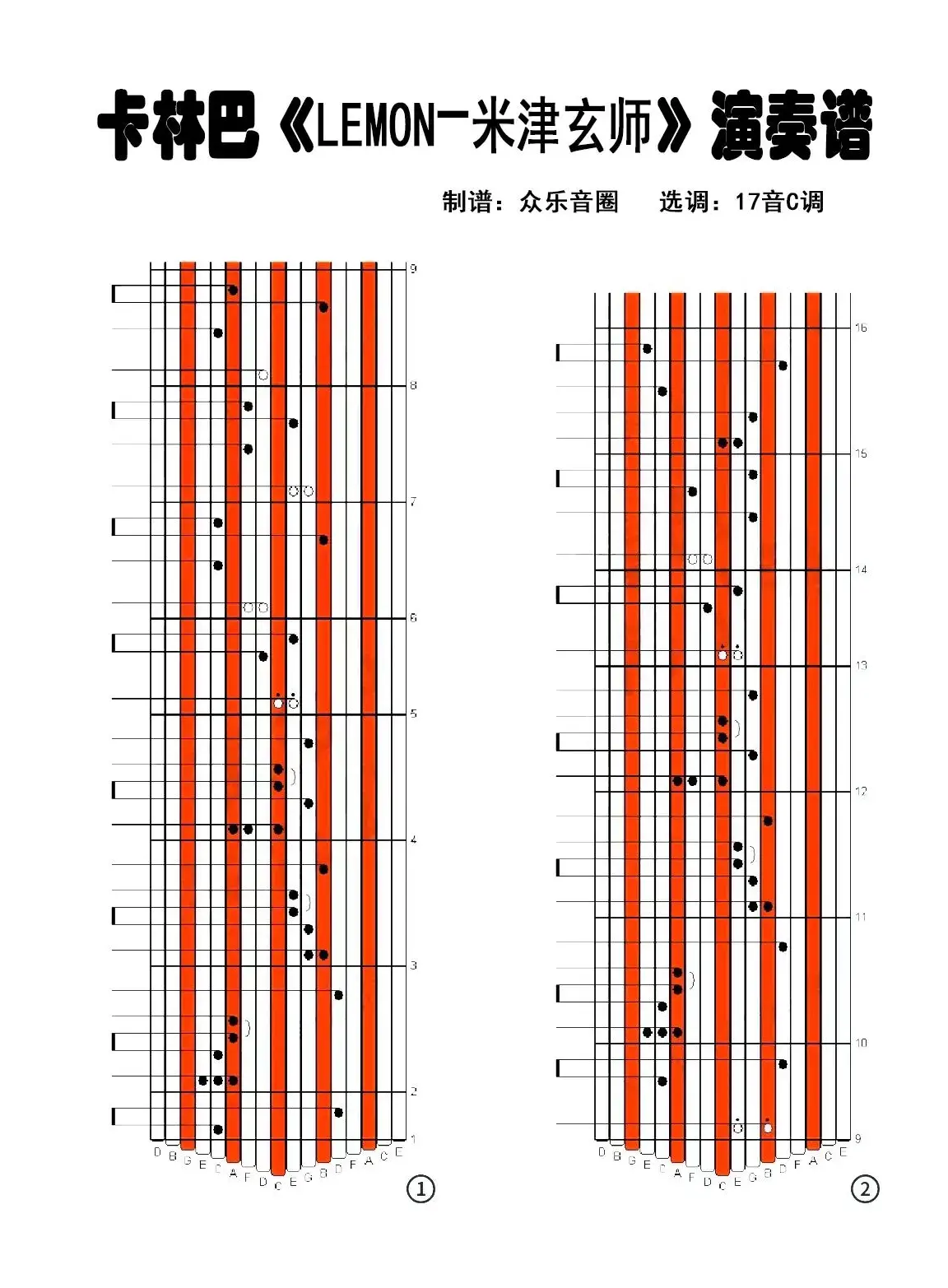 Lemon（拇指琴卡林巴琴演奏谱）