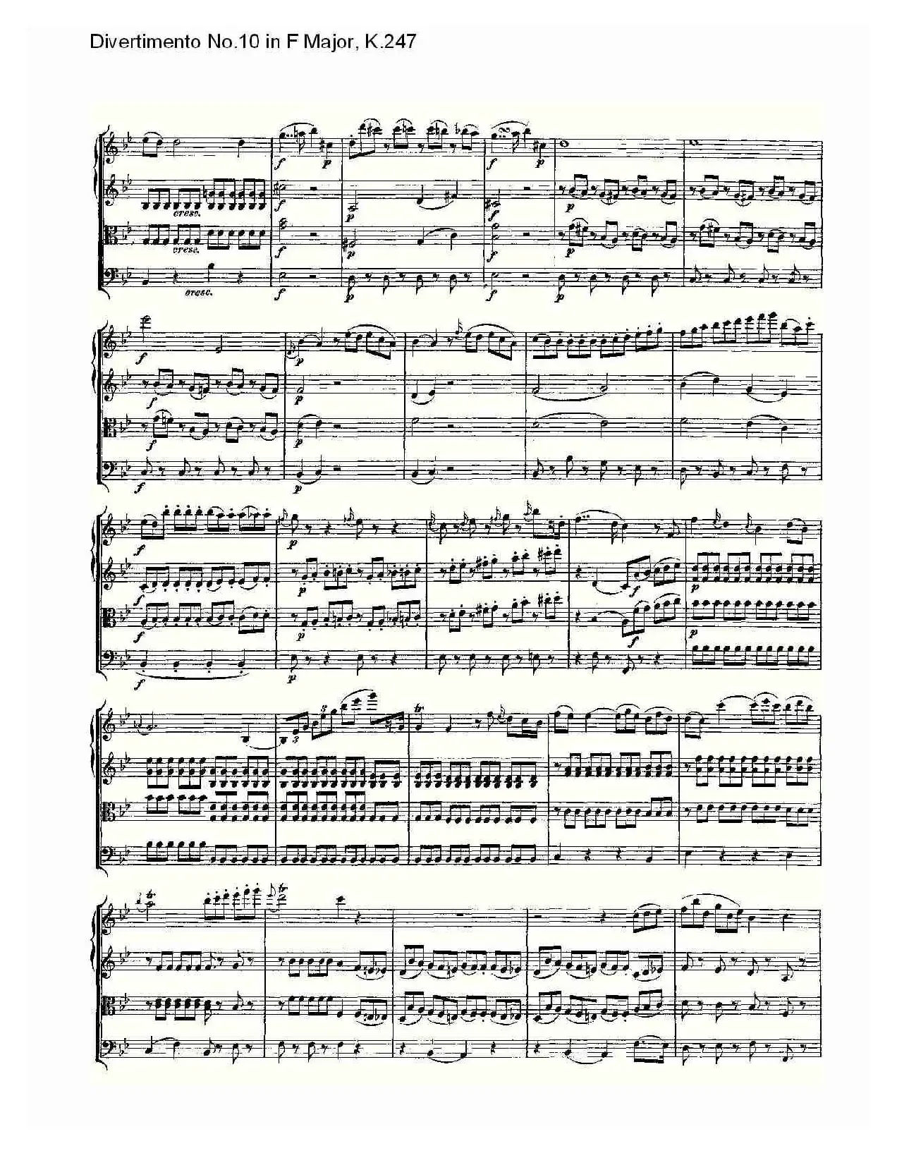 Divertimento No.10 in F Major, K.247（F大调第十嬉游曲，K.2）