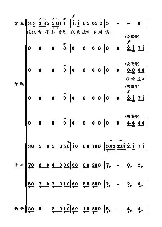 现代舞剧《白毛女》全剧主旋律乐谱之第四场 盼东方出红日