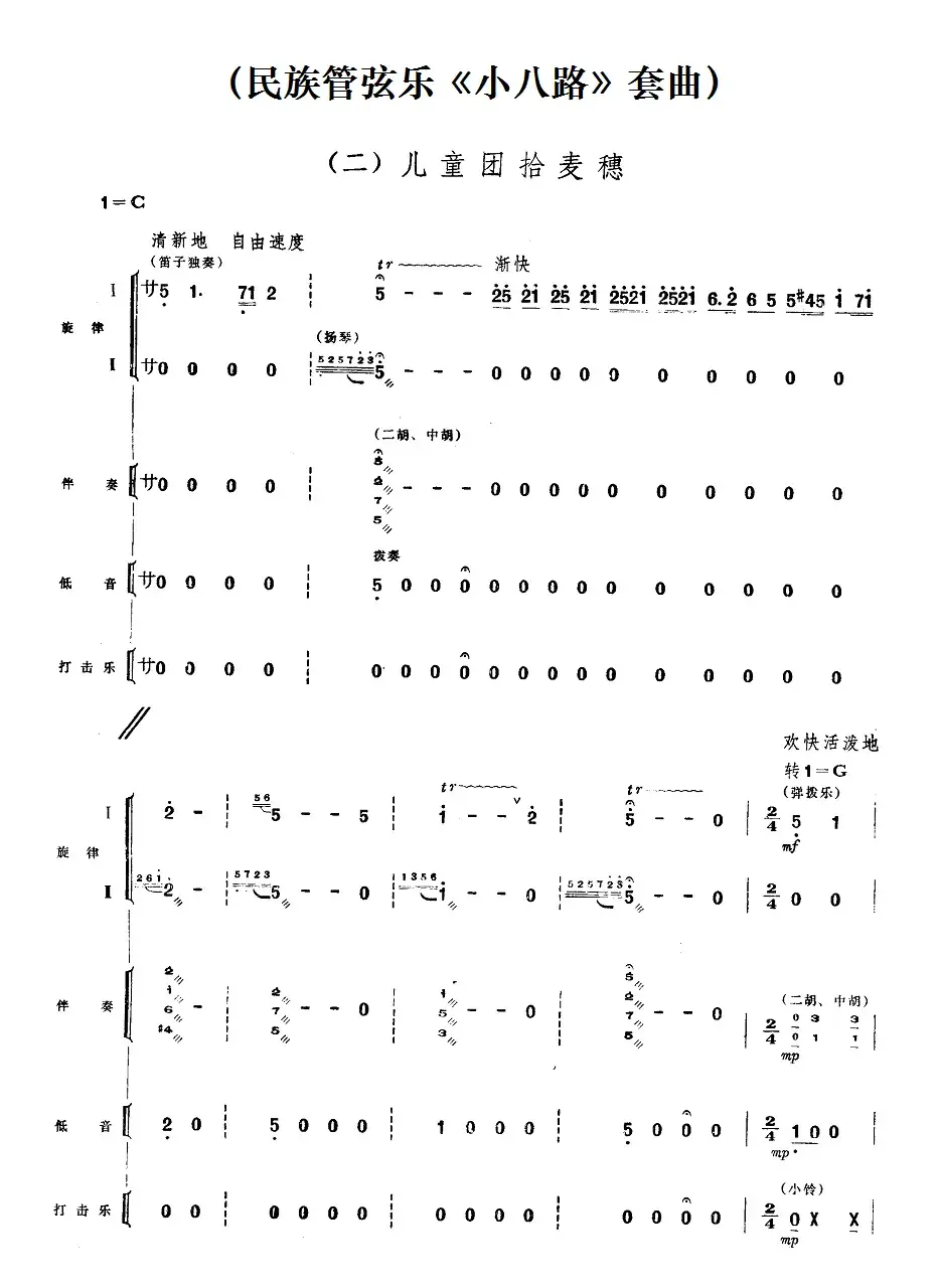 二、儿童团拾麦穗（民族管弦乐《小八路》套曲）