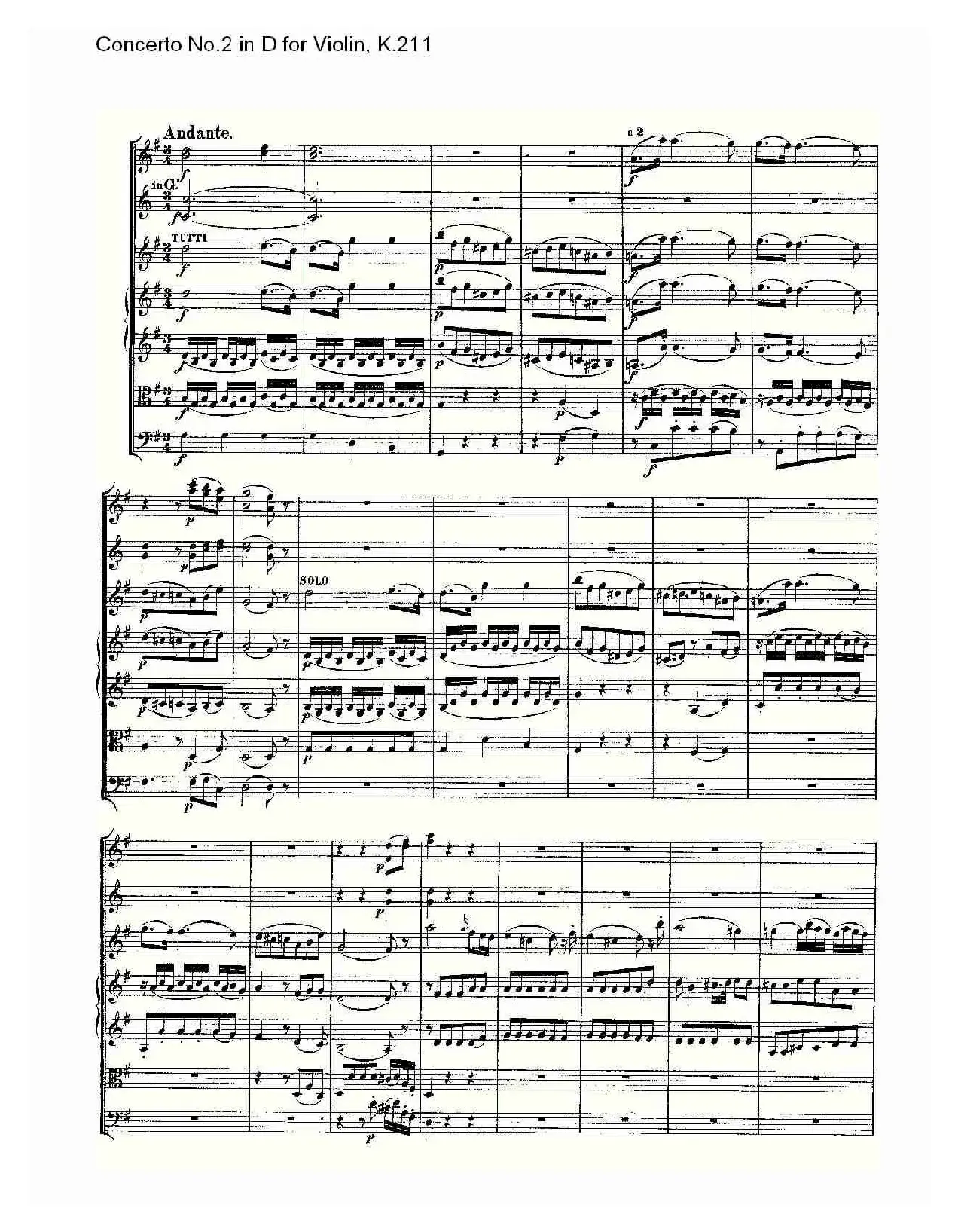 Concerto No.2 in D for Violin, K.211（D调小提琴第二协奏曲, ）