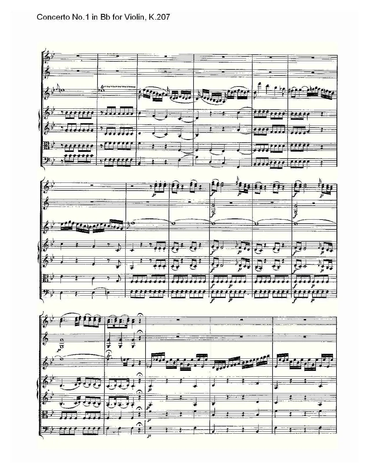 Concerto No.1 in Bb for Violin, K.207（Bb调小提琴第一协奏曲）