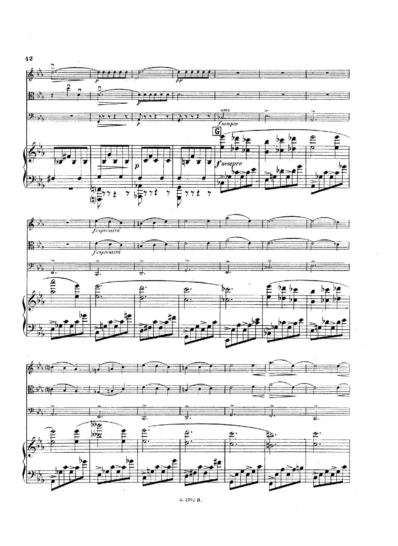 Piano Quartet No.2 in g Minor Op.45（g小调第二钢琴四重奏总谱）