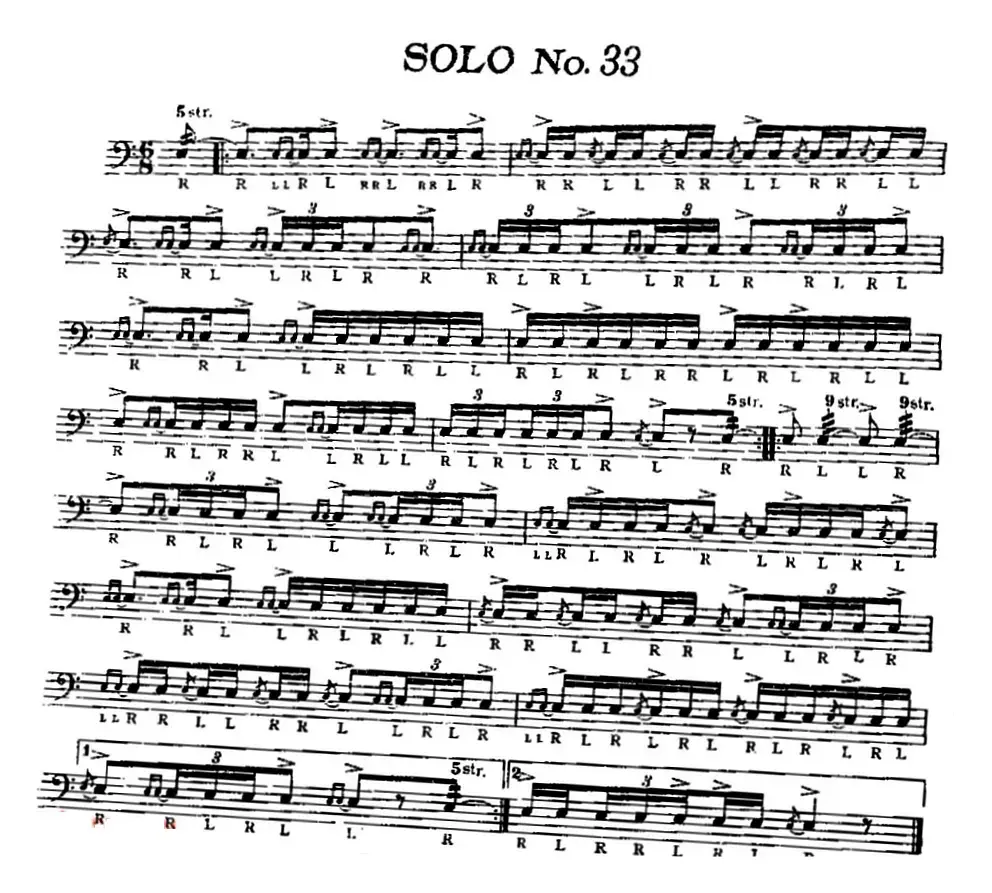 美国军鼓 SOLO No.31-35（爵士鼓谱）