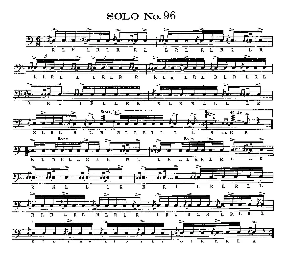 美国军鼓 SOLO No.96-100（爵士鼓谱）