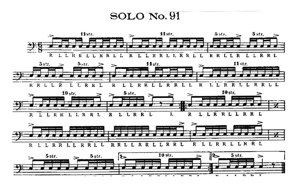 美国军鼓 SOLO No.91-95（爵士鼓谱）