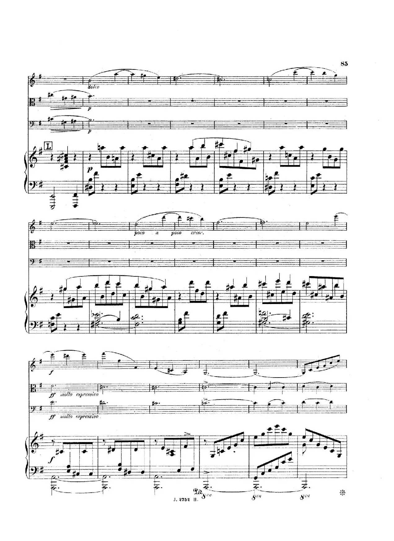 Piano Quartet No.2 in g Minor Op.45（g小调第二钢琴四重奏总谱）