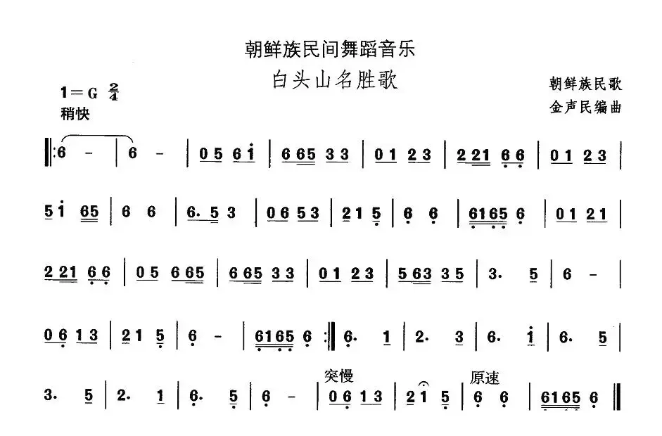 中国民族民间舞曲选（（十一）朝鲜族舞蹈：白头山名胜）