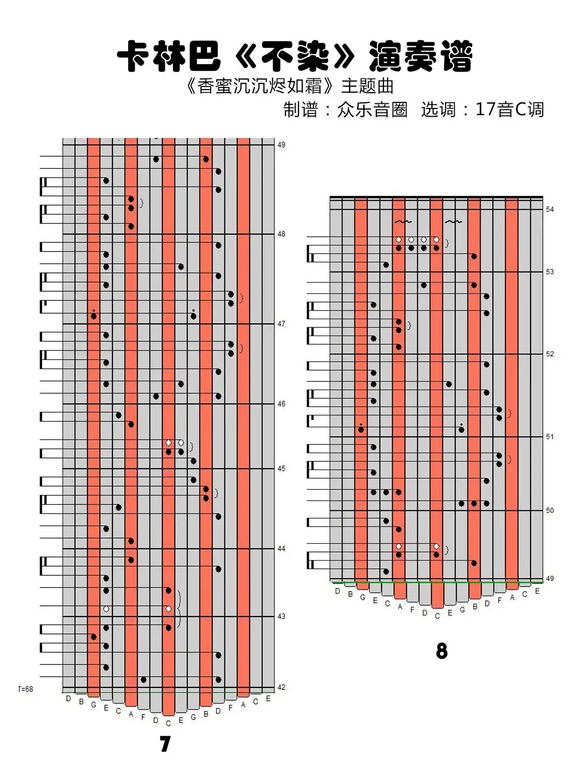 不染（拇指琴卡林巴琴演奏谱）