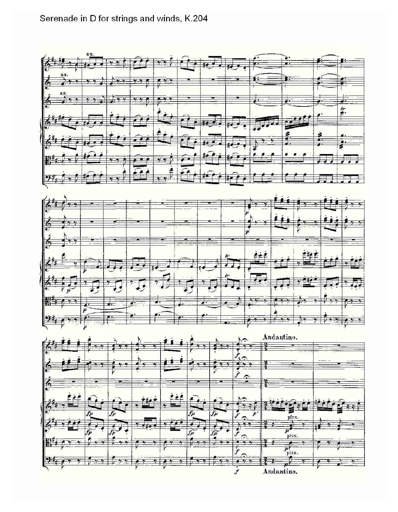 Serenade in D for strings and winds, K.20（D调管弦乐小夜）