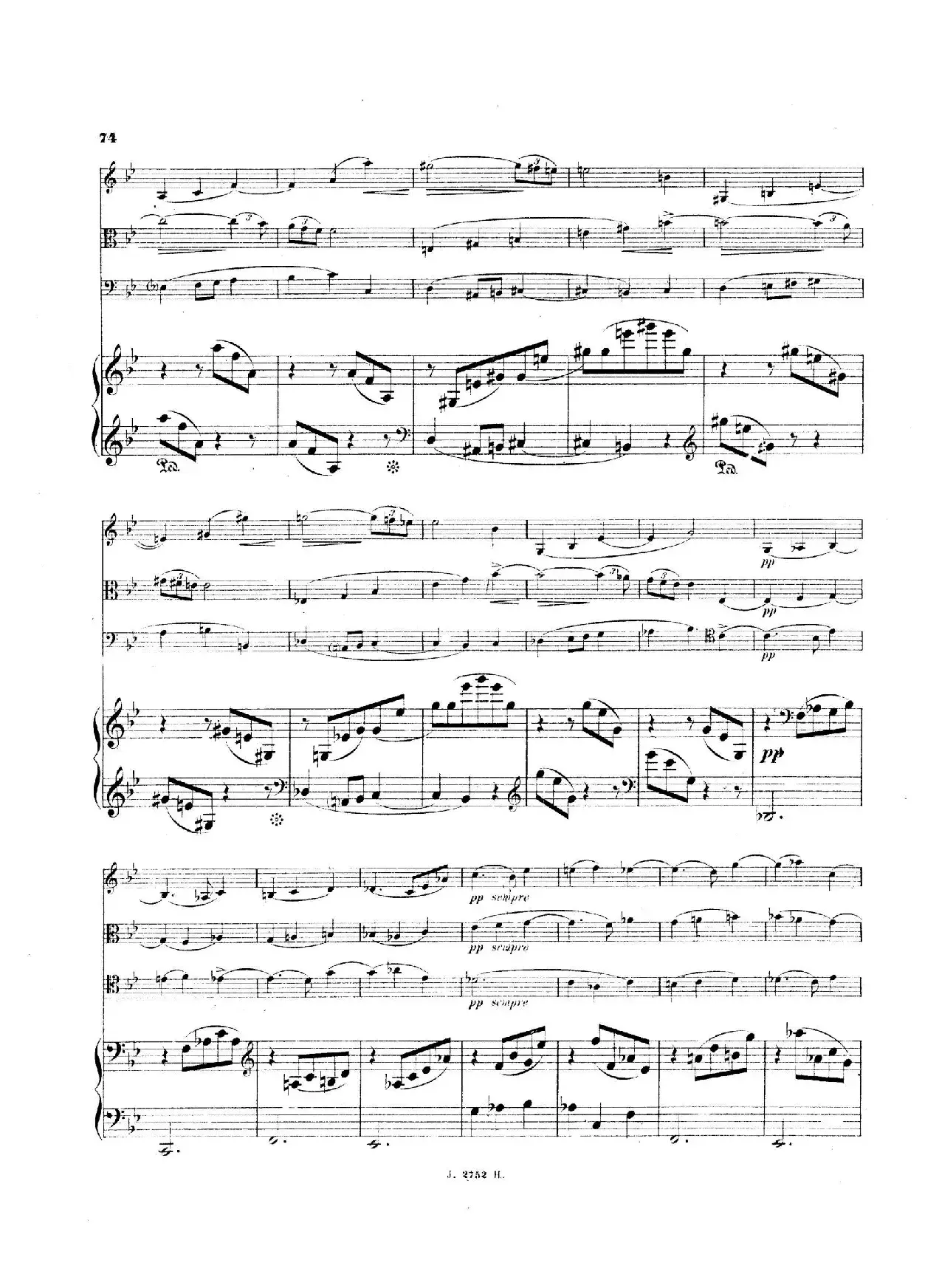 Piano Quartet No.2 in g Minor Op.45（g小调第二钢琴四重奏总谱）