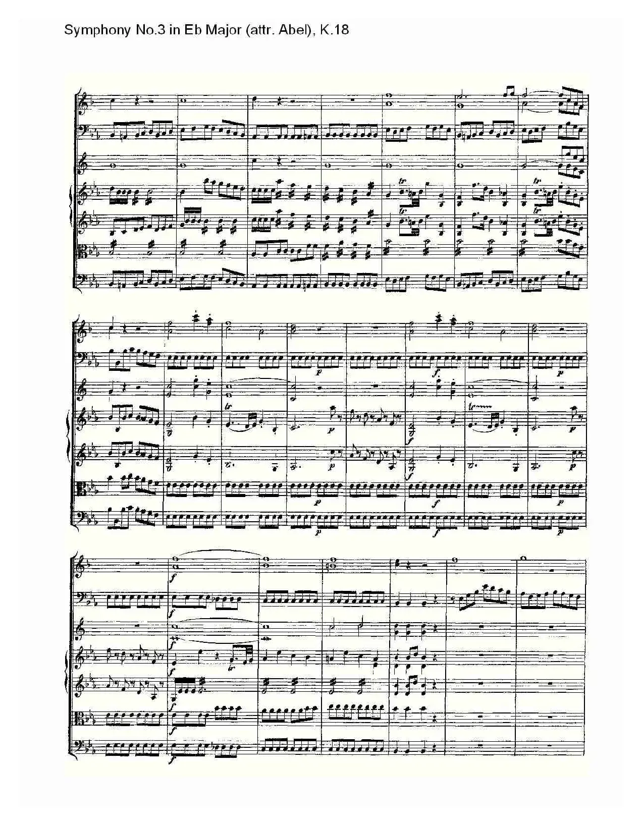 Symphony No.3 in Eb Major（attr. Abel)， K.1）