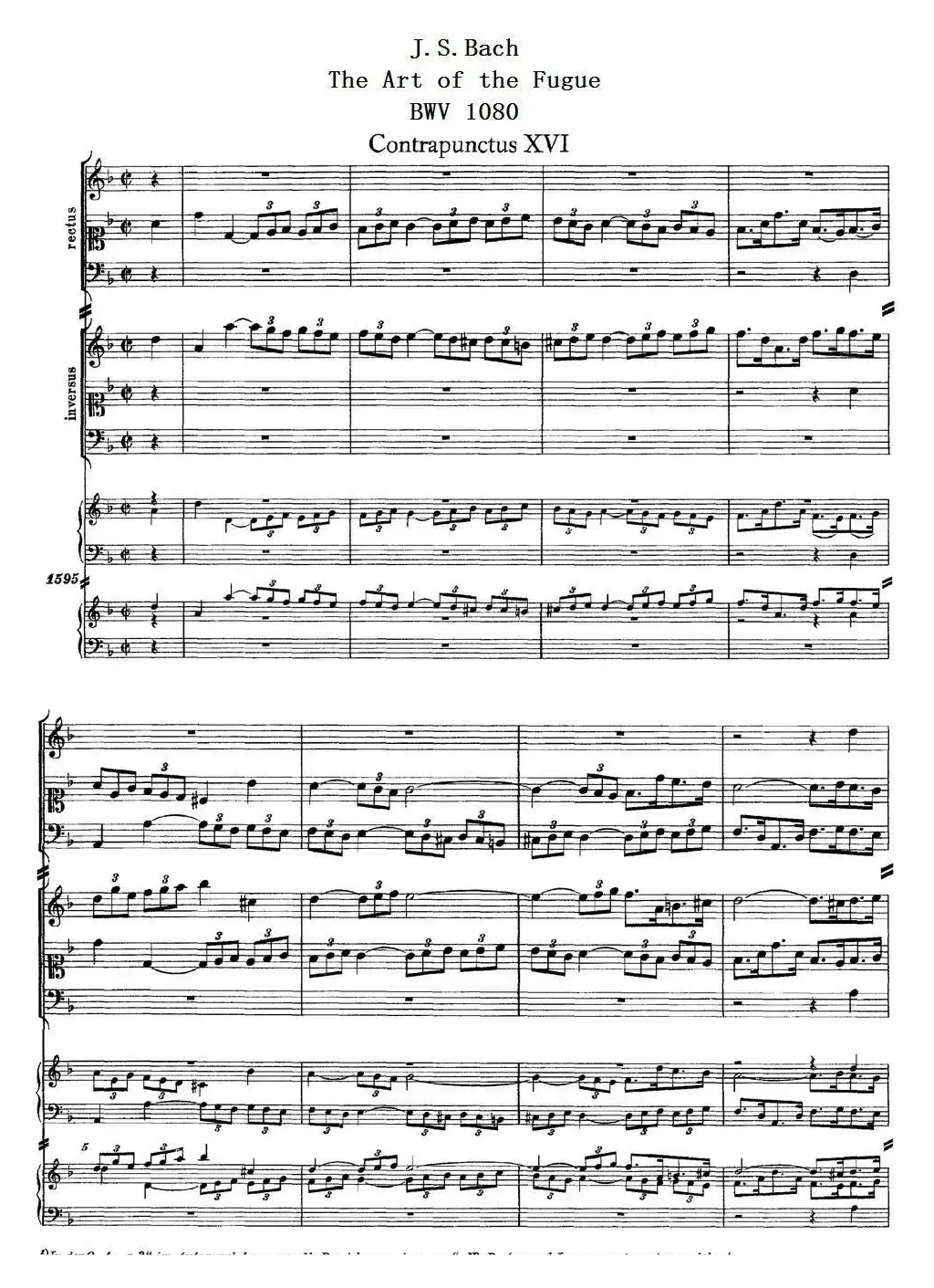 The Art of the Fugue BWV 1080（赋格的艺术-XVI）